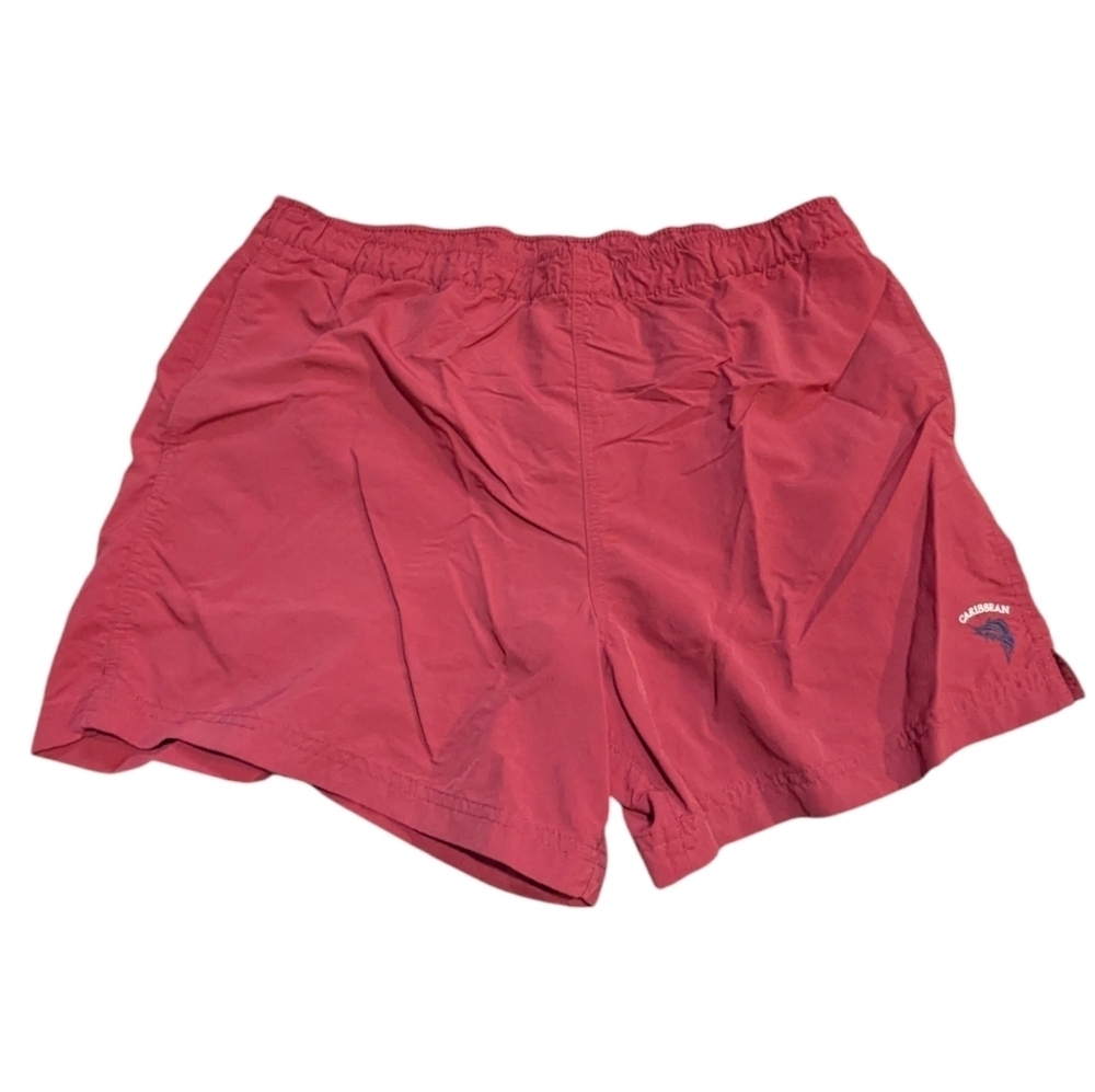 Caribbean Mens Swim Board Shorts Large Red Classic Preppy Cruise